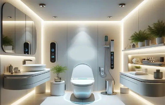 toilet bidet in a restroom, modern setting