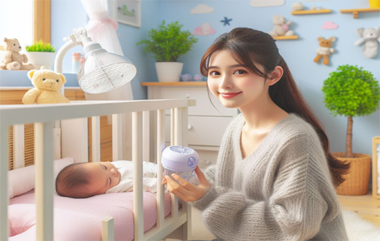 air purifier for room - baby room, a baby and mom